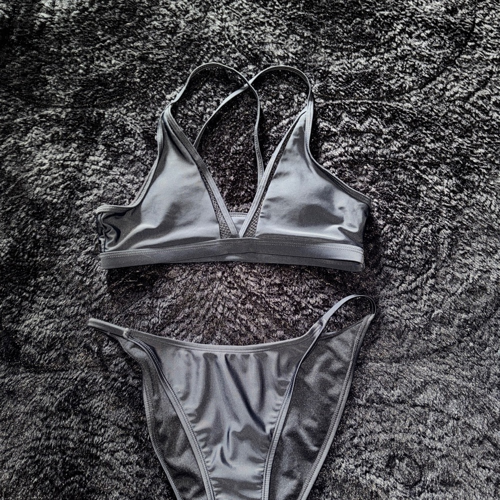 Black fishnet bikini set